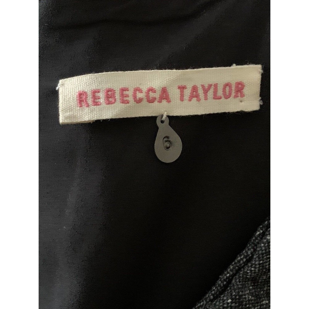 Rebecca Taylor Women’s Herringbone Gray Wool Silk Lambs Leather Trim Size 6 - Picture 3 of 14